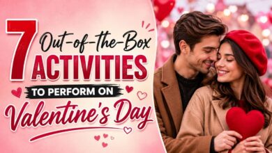 7 Out-of-the-Box Activities to Perform on Valentine’s Day, featuring a romantic couple holding a heart on the right side.